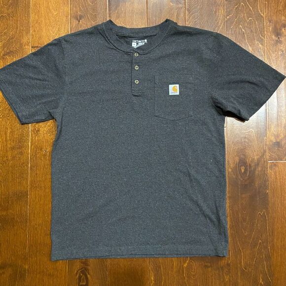 Carhartt Loose Fit Henley Dark Gray Pocket T-Shirt Men's Size Medium - Picture 3 of 7